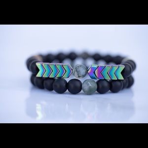 Hematite and jasper bracelet